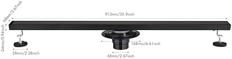 36-Inch Linear Shower Drain with Hair Strainer and Removable Cover