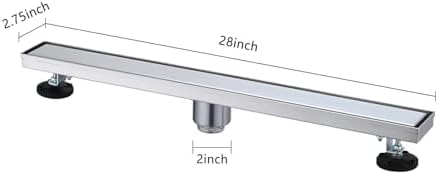 YLIEHS 28 Inch Linear Shower Drain with Hair Strainer