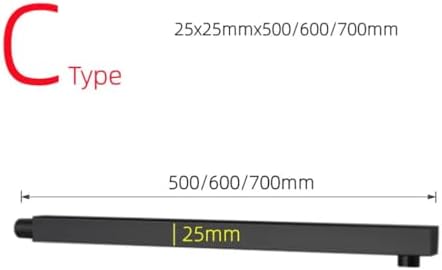 50-70cm Extended Black Stainless Steel Shower Arm