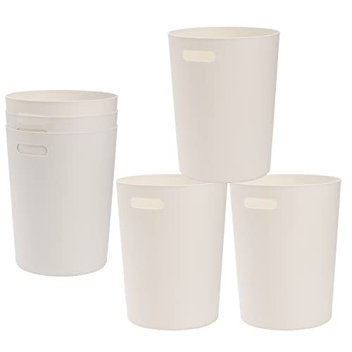 Lyellfe 6-Pack Small Trash Cans 15 Gallon Round Plastic Wastebaskets with Handles