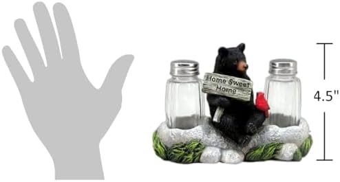 Rustic Black Bear Cardinal Salt Pepper Shaker Set