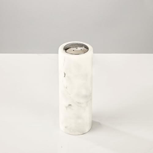 Natural Polished Marble Salt Shaker and Pepper Mill Set