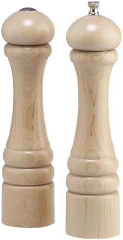 Chef Specialties 10 Inch Pepper Mill and Salt Shaker Set - Natural - USA Made