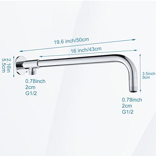 Gnimauhz 16 Inch Copper Shower Arm with Flange Chrome