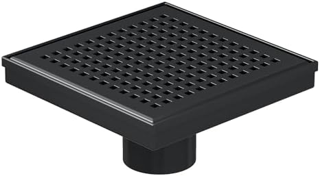 Neodrain 6 Inch Square Shower Drain with Matte Black Grate 1