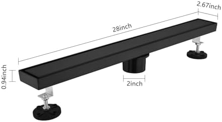 Neolun 28-Inch Linear Shower Drain with Hair Strainer