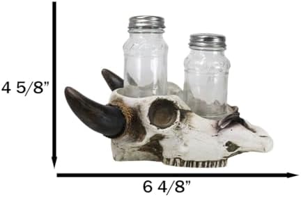 Ebros Gift Rustic Cow Skull Salt Pepper Shaker Set