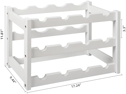 VASMIA Bamboo Wine Rack 3-Tier 12 Bottles White