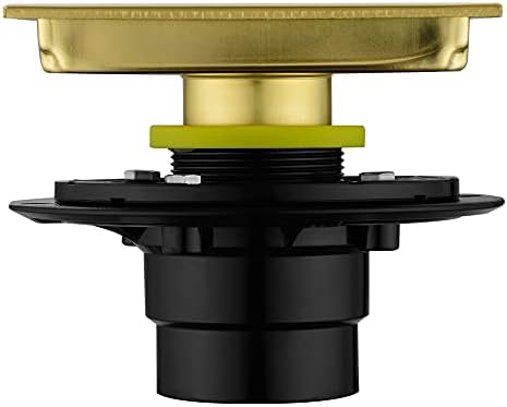 6 Square Stainless Steel Shower Drain with Brushed Gold Finish