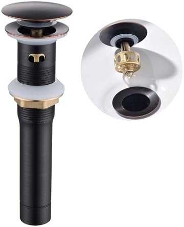 Oil Rubbed Bronze Sink Drain with Overflow and Detachable Strainer