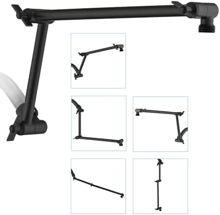 PDPBath Brass 16 Inch Shower Arm Extension - Matte Black