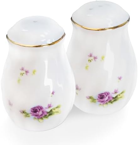 Lynns Paradise Lucinda Purple Gold Salt Pepper Shakers