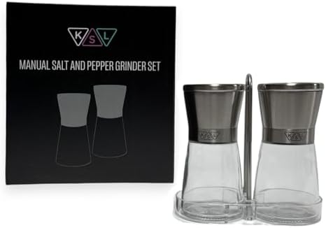 KSL Original Glass Salt Pepper Shakers Set - Modern Kitchen Essential