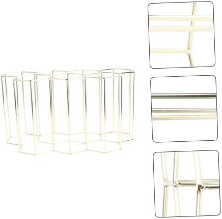 Hemoton 7-Bottle Metal Wine Rack with Golden Finish
