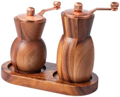 Bothyi Wood Salt Mill Set with Adjustable Coarseness and Tray