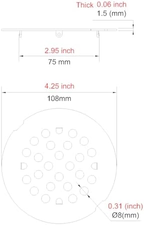 Snap-in Shower Drain Cover 4-14 Inch Round 304 Stainless Steel