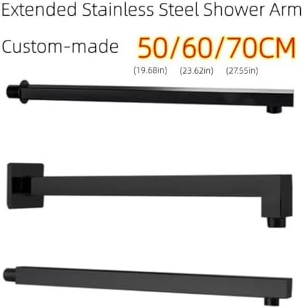50-70cm Extended Black Stainless Steel Shower Arm