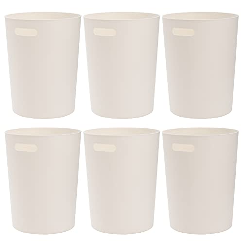 Lyellfe 6-Pack Small Trash Cans 15 Gallon Round Plastic Wastebaskets with Handles