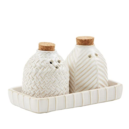 Mud Pie Textured Stoneware Salt Pepper Set 1