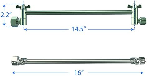 16-Inch Brass Shower Arm Extension with Locking Gear