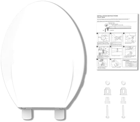 GarveeTech Elongated Toilet Seat with Slow Close and Quick-Release Hinges White