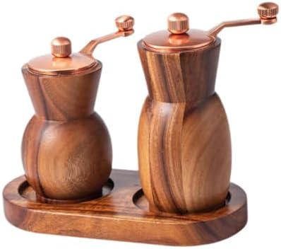 Bothyi Wood Salt Mill Set with Adjustable Coarseness and Tray