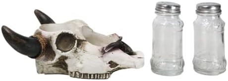 Ebros Gift Rustic Cow Skull Salt Pepper Shaker Set