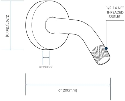 RAINREVIVE 6 Inch Shower Arm with Flange and Bracket