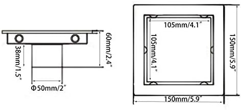 Random Black Square Drain with Tile Insert 6 Inch Cover
