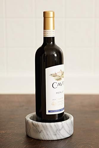 Fox Run White Marble Wine Bottle Stand 5x5x2 Inches