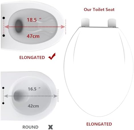 GarveeTech Elongated Toilet Seat with Slow Close and Quick-Release Hinges White