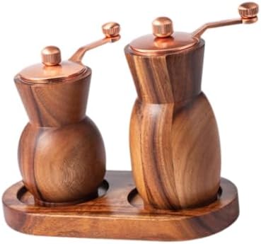 Bothyi Wood Salt Mill Set with Adjustable Coarseness and Tray
