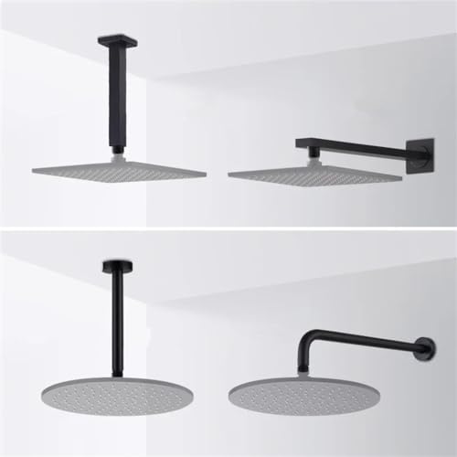 Black Round Square Shower Arm G12 Threaded Extension Holder