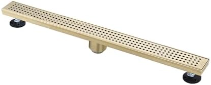 28 Inches Linear Shower Drain with Brushed Gold Grate