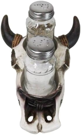 Ebros Gift Rustic Cow Skull Salt Pepper Shaker Set
