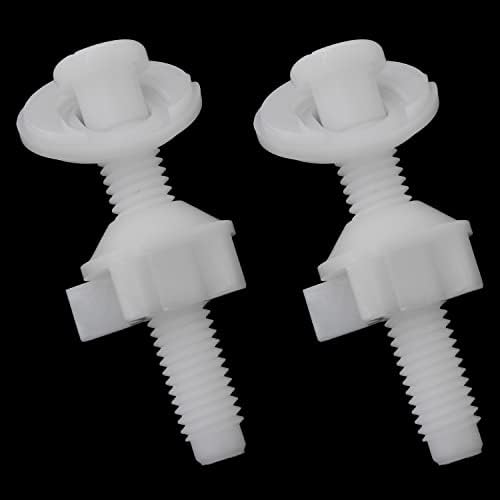 White Plastic Toilet Seat Screws 4Set with Nuts and Washers