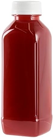 Restaurantware 16 Ounce Square Plastic Juice Bottles - 100 with Tamper Evident Cap