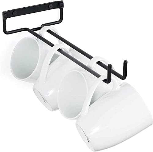 4 Pack Wall Mount Wine Glass Rack - Black Stainless Steel
