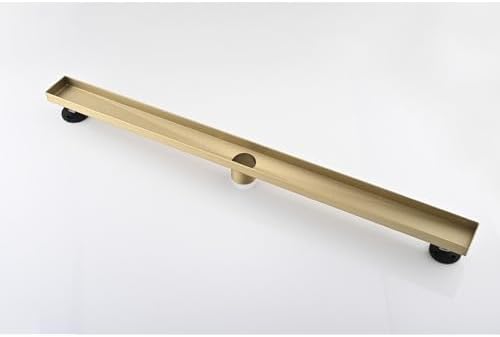 28 Inches Linear Shower Drain with Brushed Gold Grate