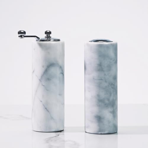 Generic White Marble Salt Pepper Shaker Set