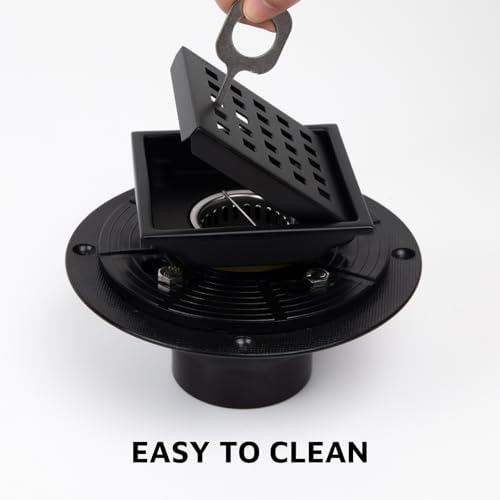 Heaorld Square Shower Drain 4 Inch Matte Black