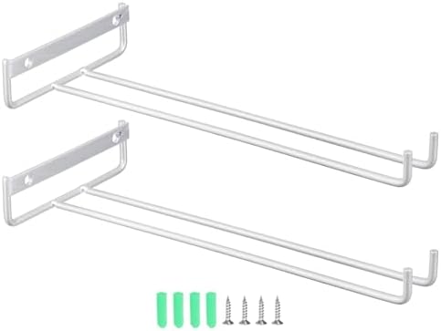 Uxcell 2Pcs Iron Wine Glass Rack - Wall Mountable Silver