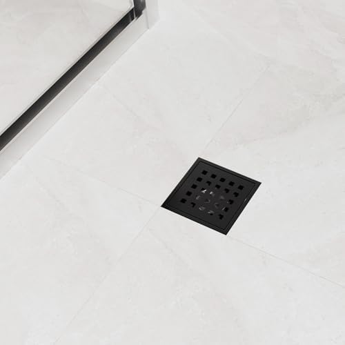 Heaorld Square Shower Drain 4 Inch Matte Black