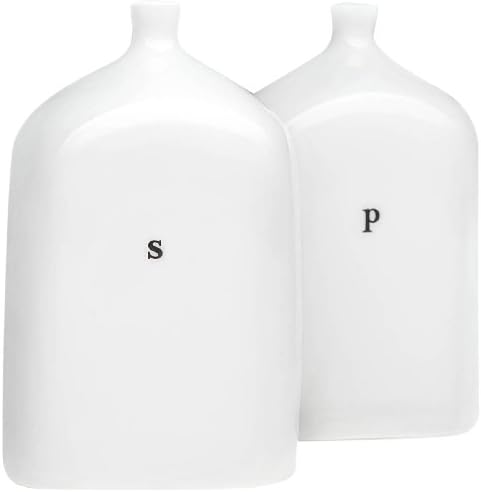 Set of 2 Porcelain Salt Pepper Shakers with S and P Markings