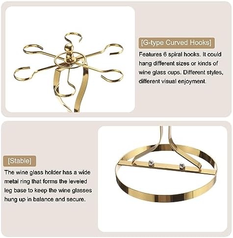 Uxcell Gold Wine Glass Holder with 6 Hooks 1