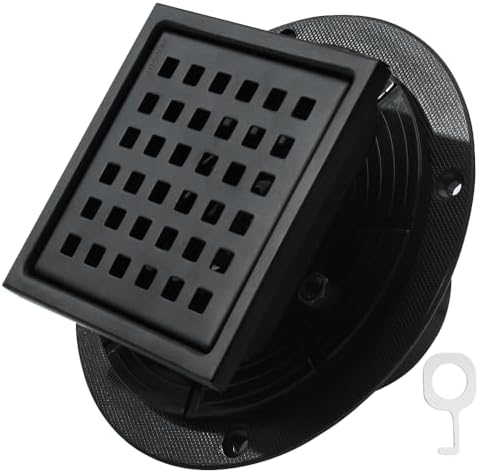 4 Inch Square Shower Drain with Flange and Hair Strainer