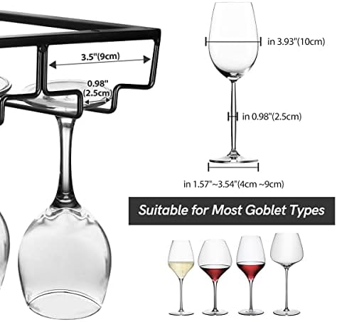 Xverycan Wine Glass Rack Under Cabinet 8 Row Metal Stemware Holder
