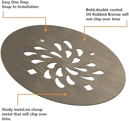 4-14 Round Shower Drain Cover - 304 Stainless Steel - Antique Brass