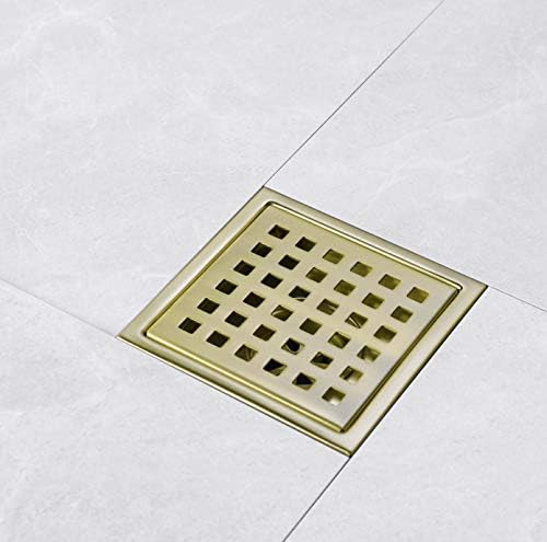 4 Inch Brushed Gold Shower Drain with Adjustable Base Flange