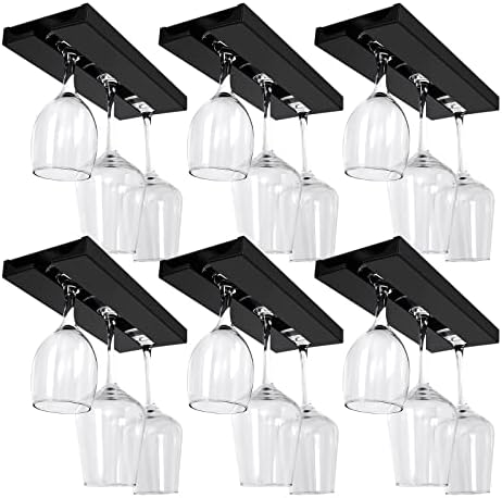 Rtteri 6 Pcs Under Cabinet Wine Glass Rack